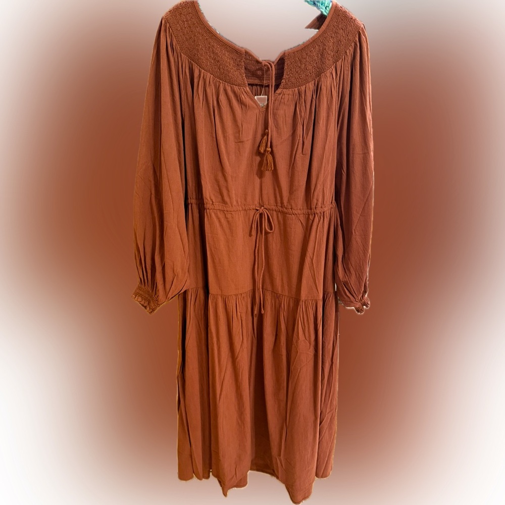 Old Navy Tiered Cinched Waist Long Sleeve Boho Dress | Sz XXL - Picture 2 of 7